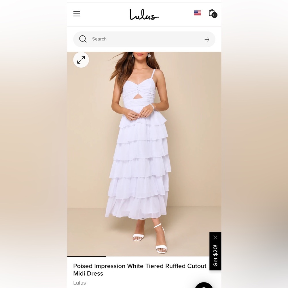 Lulus white tiered ruffled cutout dress